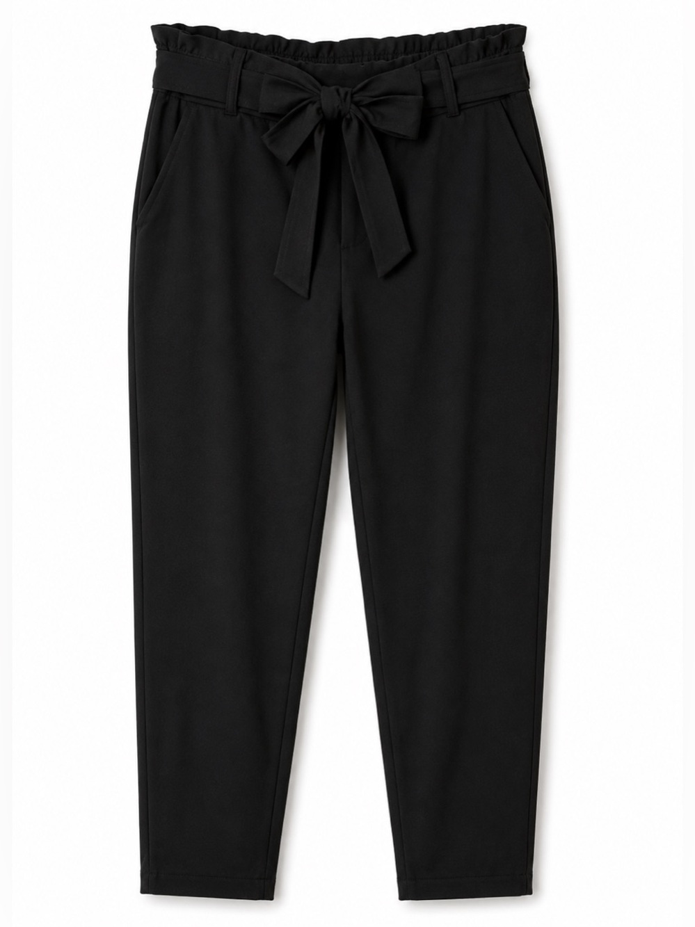 Nicole Miller Black Tie-Waist Tapered Pants